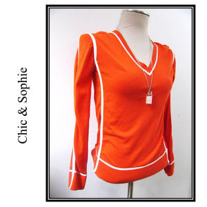 Michael by Michael Kors Orange White Long Sleeve